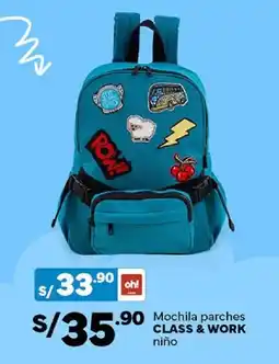 Plaza Vea Class & Work mochila parches oferta
