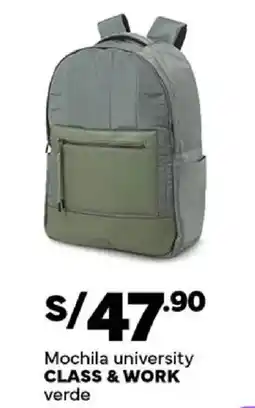 Plaza Vea Class & Work mochila university verde oferta