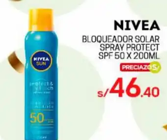 Tottus Nivea Bloquwador Solar Spray Protect SPF 50 200ml oferta
