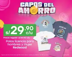 Tottus Redwood polos licencia para hombres y mujer oferta