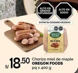 Plaza Vea Oregon Foods chorizo miel de maple oferta