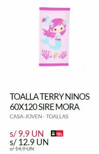 Tottus Toalla Terry Ninos 60x120 Sire Mora oferta