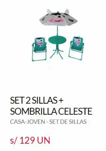 Tottus Set 2 Sillas + Sombrilla Celeste oferta