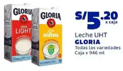 Makro Gloria leche UHT todas las variedades caja oferta