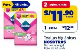 Makro Nosotras toallas higiénicas natural alas gel pqte. oferta