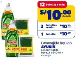 Makro Ayudín lavavajilla líquido limón y sábila botella + esponja oferta
