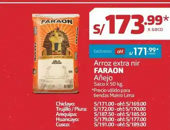 Makro Arroz estra nir faraon añejo saco 50kg oferta