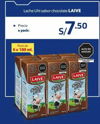 Makro Leche sabor chocolate laive pack 6und x 180ml oferta