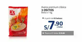 Makro Avena premium clásica 3 ositos bolsa 1kg oferta