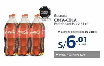 Makro Gaseosa coca-cola pack de 6und x 2,5l oferta
