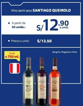 Makro Vino semi seco santiago queirolo 750ml oferta
