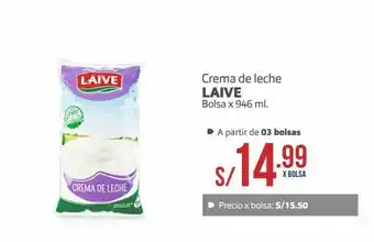 Makro Crema de leche laive bolsa 946ml oferta