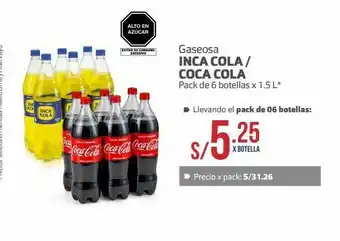 Makro Gaseosa inca-cola/coca-cola pack de 6 botellas x 1,5l oferta