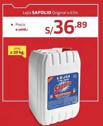 Makro Lejía sapolio original 4.63% x 20kg oferta