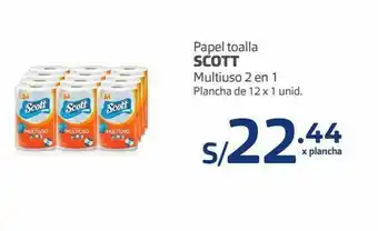 Makro Papel toalla scott multiuso plancha de 12 x 1und oferta