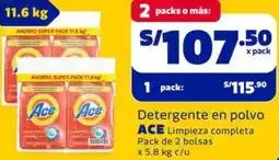 Makro Ace detergente en polvo limpieza completa oferta