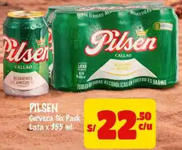 MaxiAhorro Pilsen cerveza six pack lata oferta