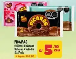 MaxiAhorro Picaras galletas bañadas sabores variados six pack oferta