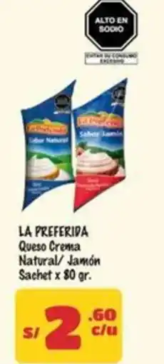 MaxiAhorro La preferida queso crema natural/ jamón sachet oferta