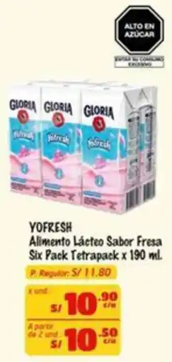 MaxiAhorro Yofresh alimento lácteo sabor fresa six pack tetrapack oferta