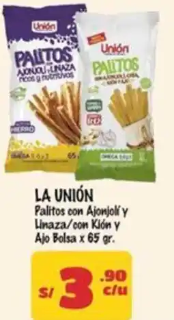MaxiAhorro La unión palitos con ajonjoli y linaza/con kión y ajo bolsa oferta