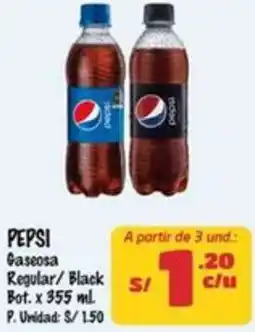 MaxiAhorro Pepsi gaseosa regular/black bot. oferta