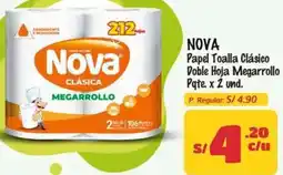 MaxiAhorro Nova papel toalla clásico doble hoja megarrollo oferta