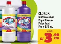 MaxiAhorro Clorox quitamanchas ropa blanca/ poder dual fco. oferta