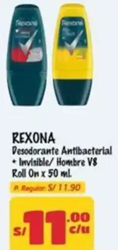 MaxiAhorro Rexona desodorante antibacterial invisible/ hombre vs roll on oferta