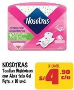 MaxiAhorro Nosotras toallas higiénicas con alas tela gel oferta