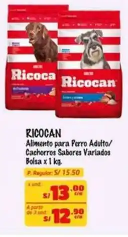 MaxiAhorro Ricocan alimento para perro adulto/ cachorros sabores variados bolsa oferta