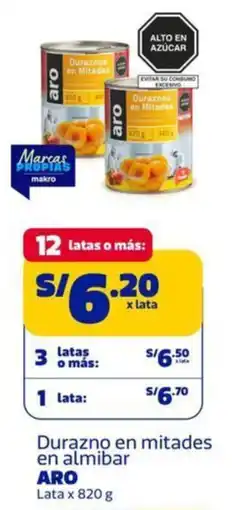 Makro Aro durazno en mitades en almibar oferta