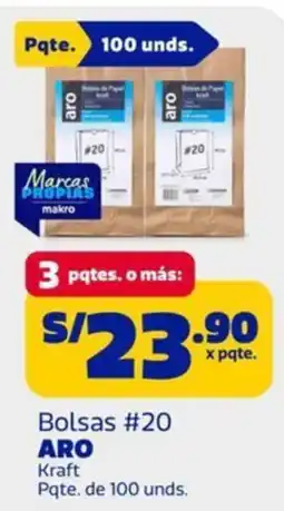 Makro Aro bolsas #20 kraft oferta