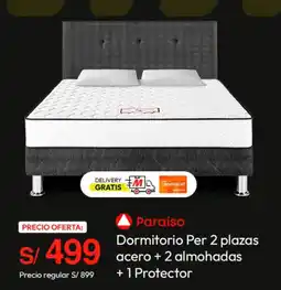 Metro Paraíso dormitorio per 2 plazas acero + 2 almohadas + 1 protector oferta