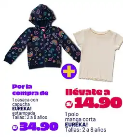 Plaza Vea Eureka! casaca con capucha estampada oferta