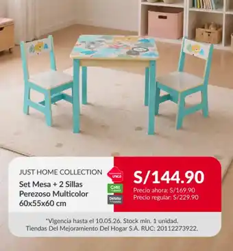 Set Mesa + 2 Sillas Perezoso Multicolor