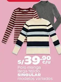 Plaza Vea Singular polo manga larga tejido oferta