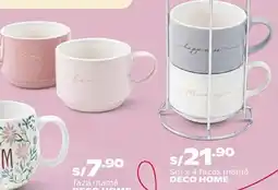 Plaza Vea Deco Home set 4 tazas mamá oferta