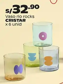Plaza Vea Cristar vaso rio rocks oferta