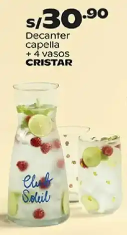 Plaza Vea Cristar decanter capella + vasos oferta