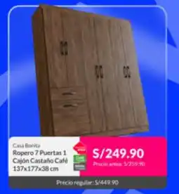 Sodimac Ropero 7 Puertas 1 Cajón Castaño Café oferta
