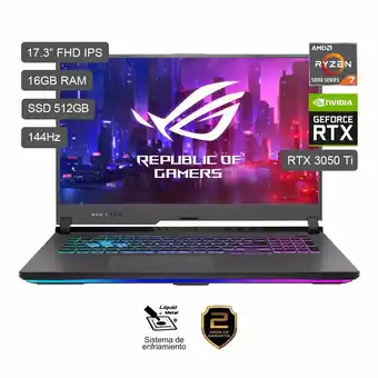 Tottus Laptop rog strix g713 r7-5800h 16gb 512ssd rtx3050ti oferta