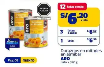 Makro Aro duraznos en mitades en almíbar oferta