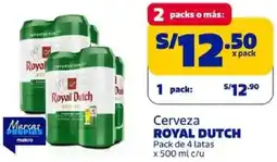Makro Royal dutch cerveza pack de 4 latas oferta