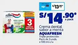 Makro Aquafresh crema dental sabor a menta triple protección oferta