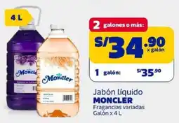 Makro Moncler jabón líquido fragancias variadas galón oferta