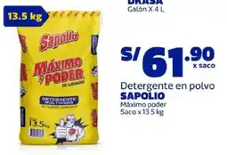 Makro Sapolio detergente en polvo máximo poder saco oferta