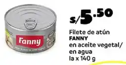 Plaza Vea Fanny filete de atún en aceite vegetal/ en agua la oferta