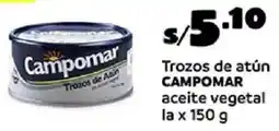 Plaza Vea Campomar trozos de atún aceite vegetal la oferta