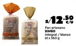 Plaza Vea Bimbo pan artesano integral / blanco bl oferta